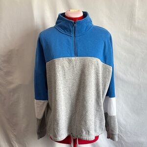 Women's Blue and Gray Colorblock Half-Zip Sweatshirt LL172
